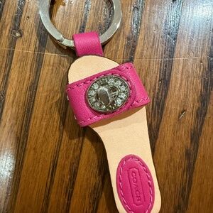 Coach Crystal Turnlock Flip flop Leather Key Fob
